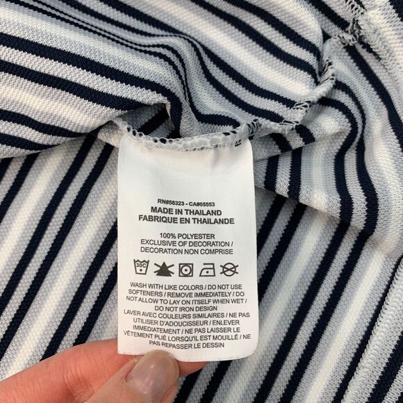 Nike Shirt Men 2XL XXL Gray Navy Striped Dry Victory Polo Flat Seam Knit Dri Fit - Picture 7 of 12